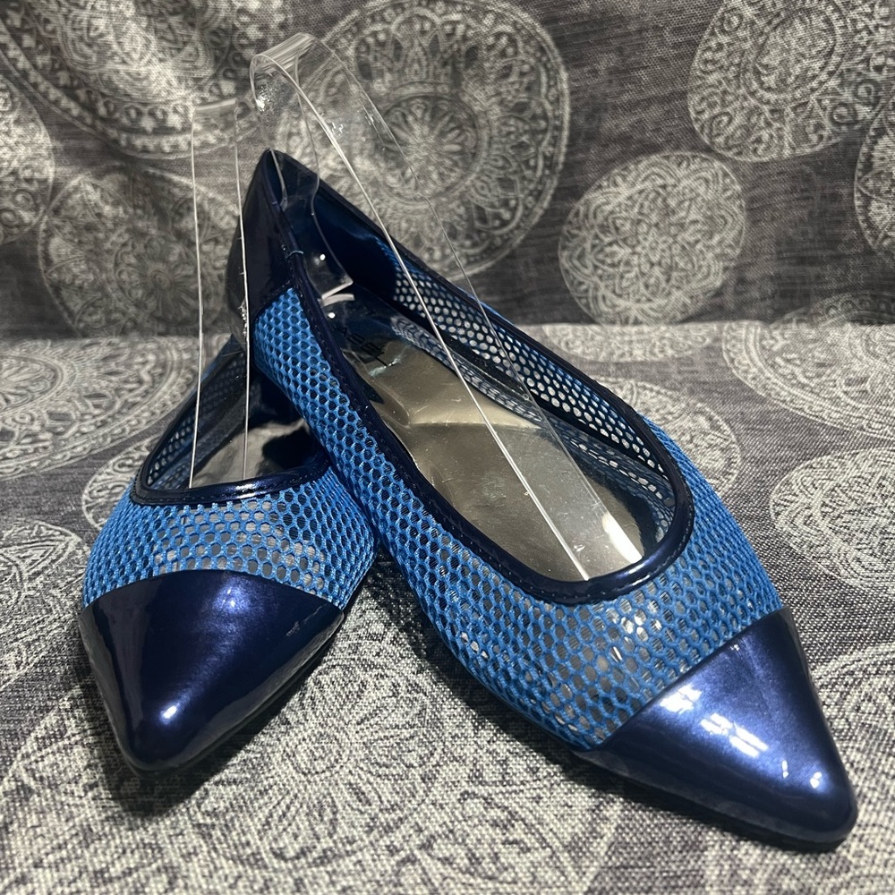 C Label Navy and Blue Mesh Women's Flats